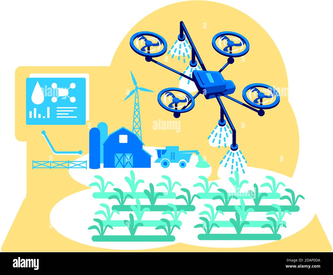 Futuristic irrigation flat concept vector illustration Stock Vector