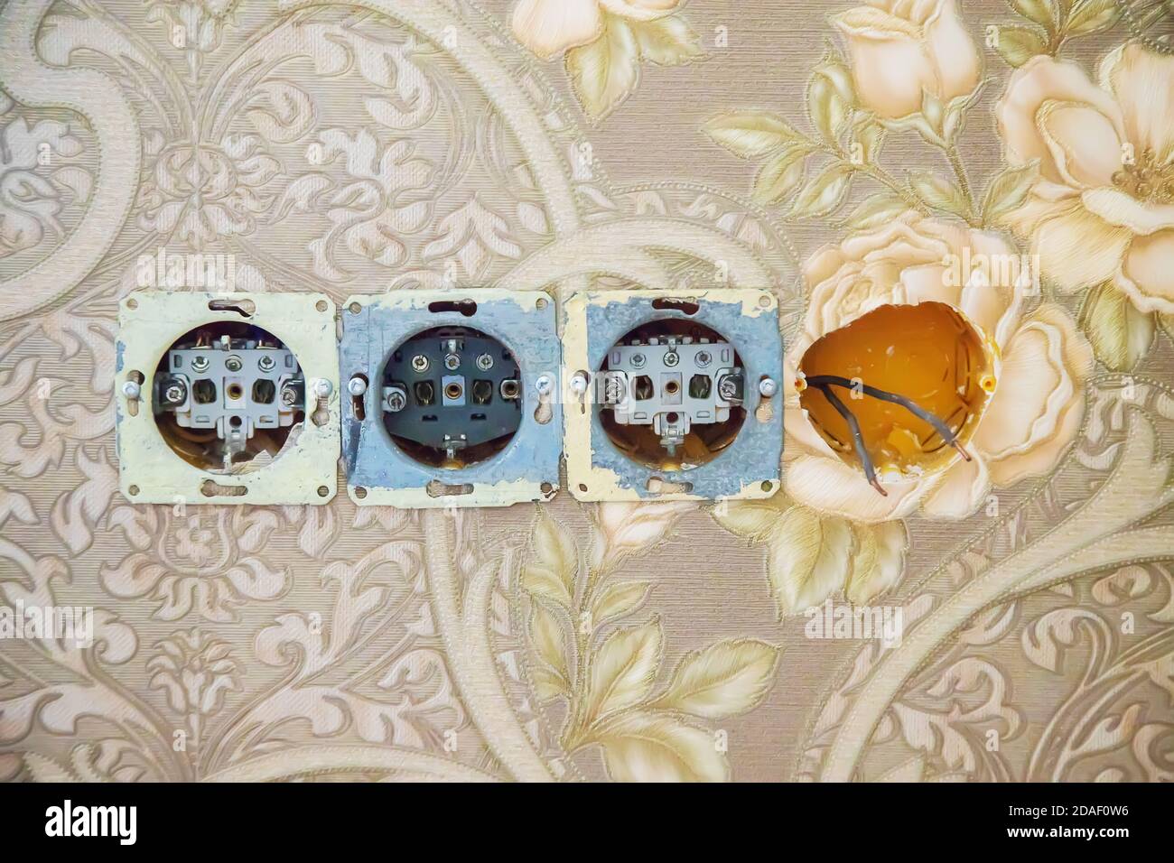 write electrical work, switch and socket installation.selectiv focus