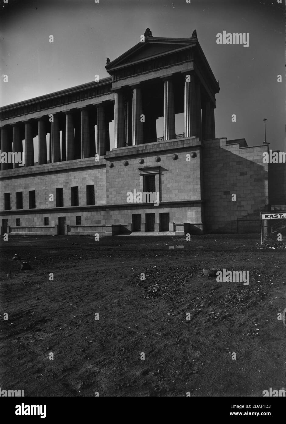 Detail of elevation of Soldier Field or Grant Park Stadium, architect Holabird and Roche, in Chicago, Illinois, circa 1924. Stock Photo