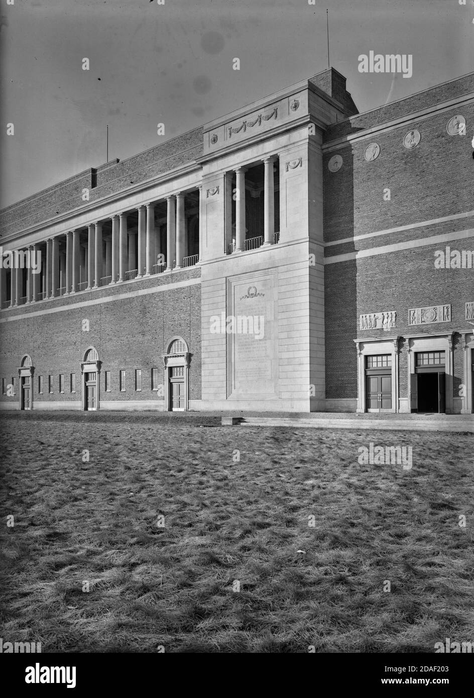 Exterior detail of Illinois Stadium, architect Holabird and Roche, Champaign, Illinois,  circa 1923. Stock Photo