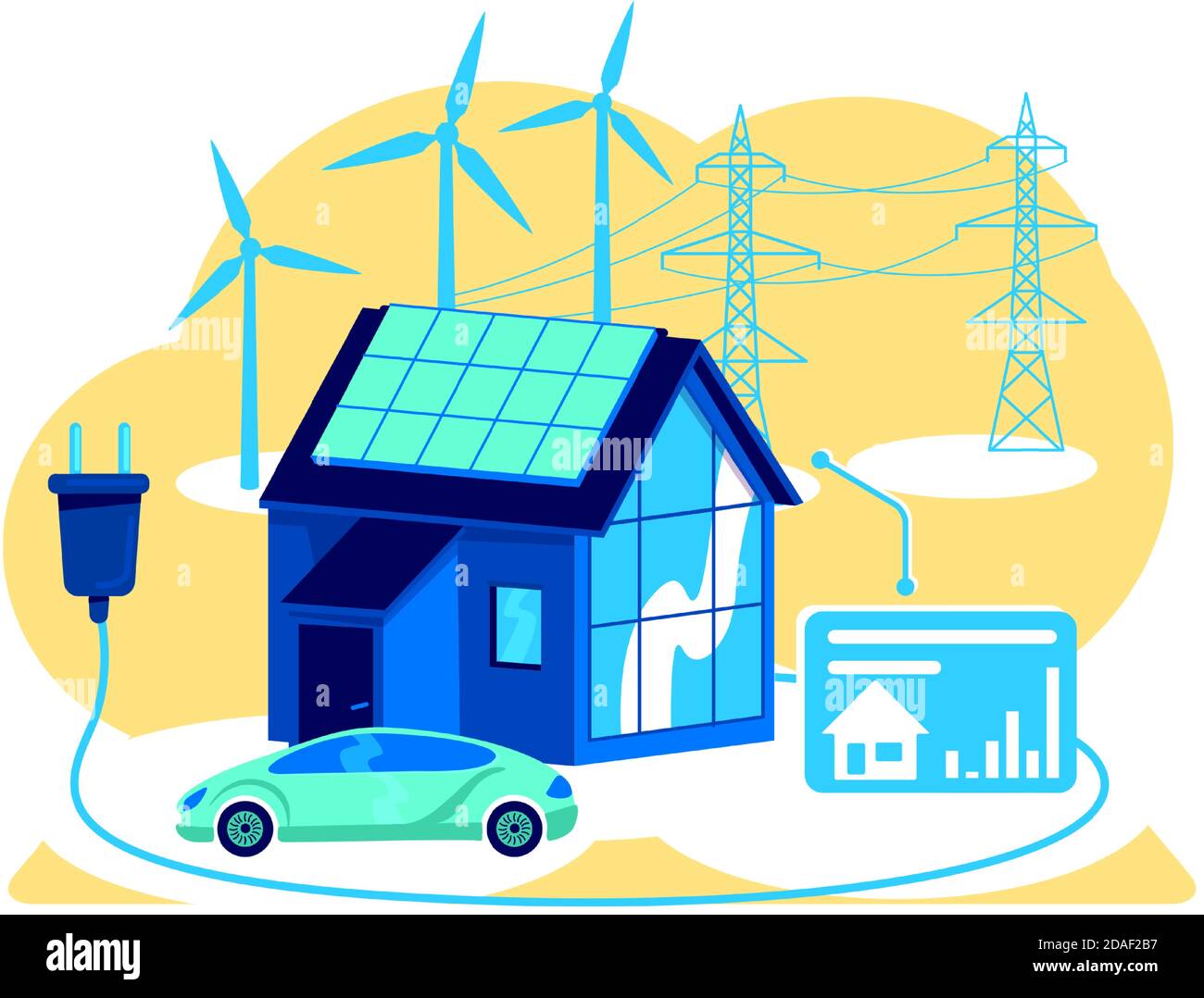 Futuristic house flat concept vector illustration Stock Vector Image ...