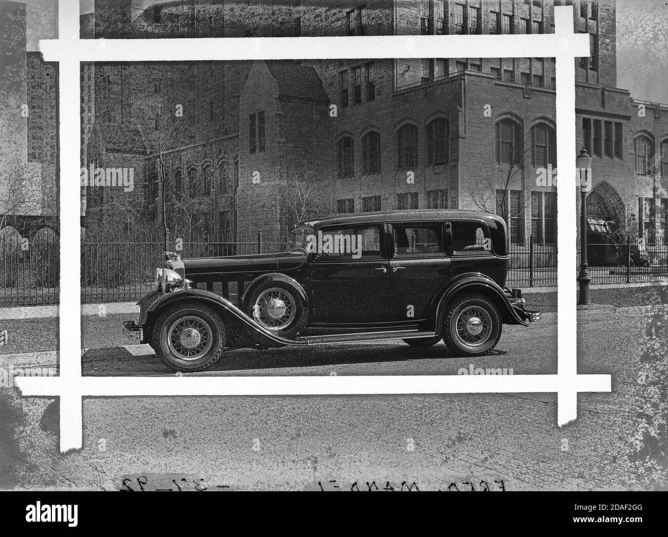 Automobile at Blanche Rosenbaum Mandel's apartment at 20 Cedar Street in Park Ridge, Illinois, circa 1923-1936. Stock Photo