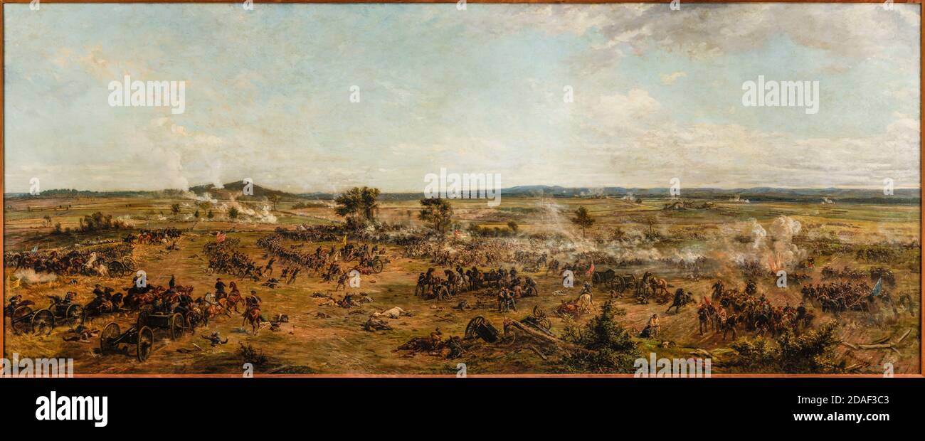 Oil painting on canvas of the Battle of Gettysburg, July 3rd, 1863 by Paul Dominique Philippoteaux. Stock Photo