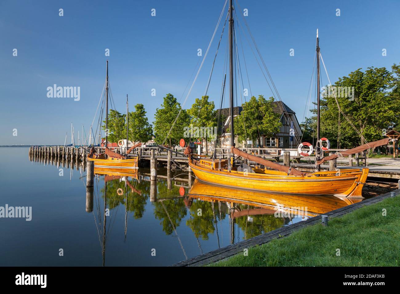 geography / travel, Germany, Mecklenburg-West Pomerania, Ahrenshoop, Fischland, sailboat in the harbou, Additional-Rights-Clearance-Info-Not-Available Stock Photo