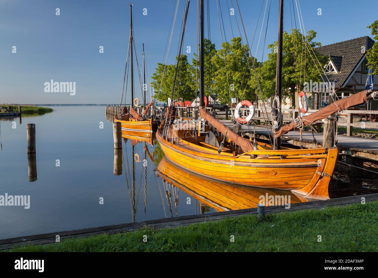 geography / travel, Germany, Mecklenburg-West Pomerania, Ahrenshoop, Fischland, sailboat in the harbou, Additional-Rights-Clearance-Info-Not-Available Stock Photo