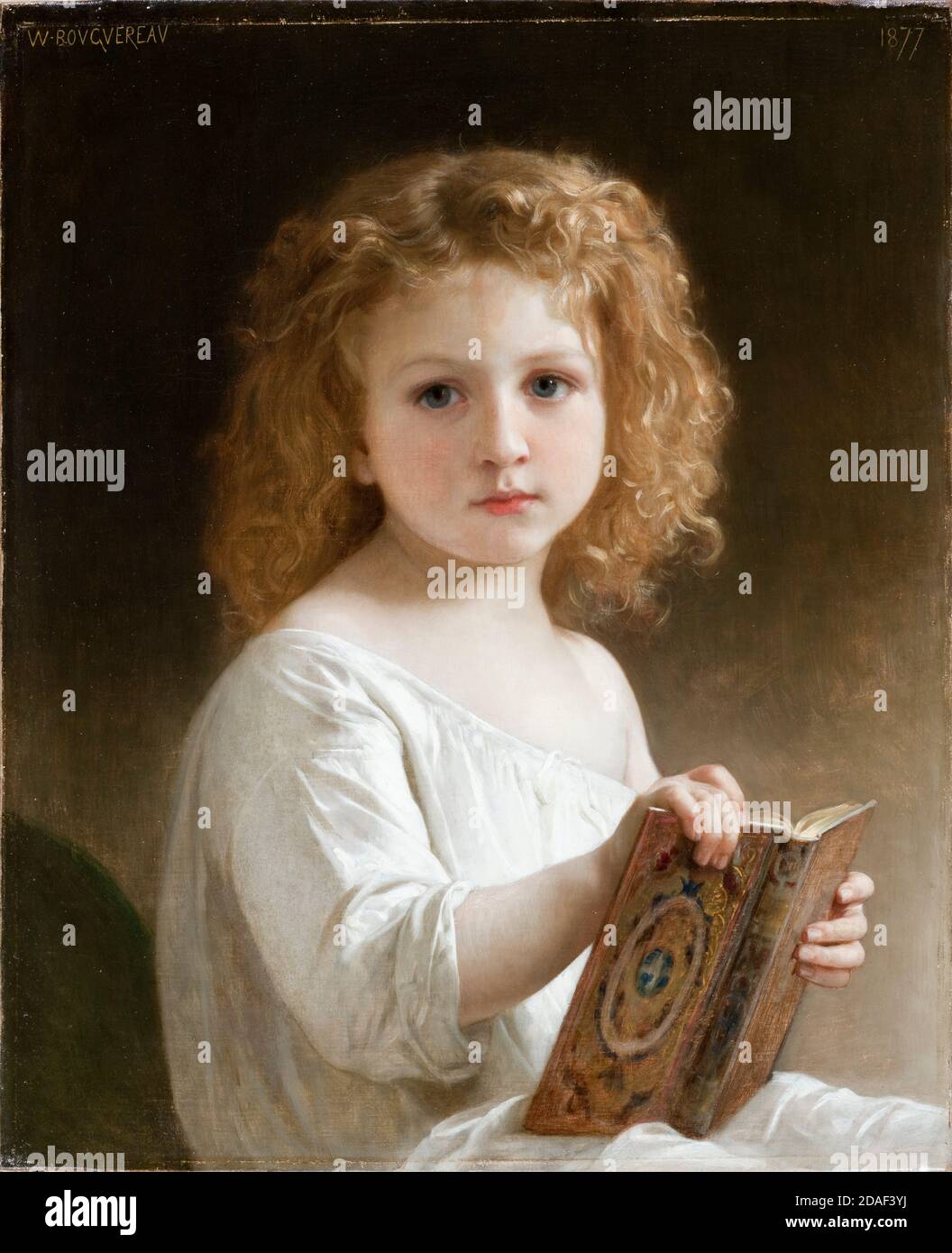 William Adolphe Bouguereau, The Story Book, painting, 1877 Stock Photo