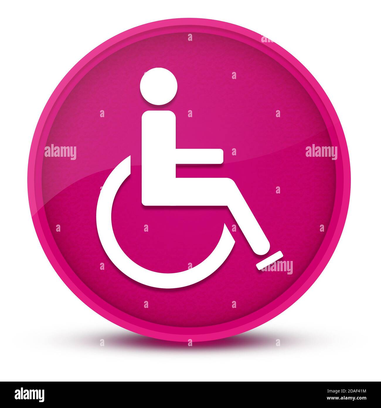 Wheelchair handicap luxurious glossy pink round button abstract illustration Stock Photo
