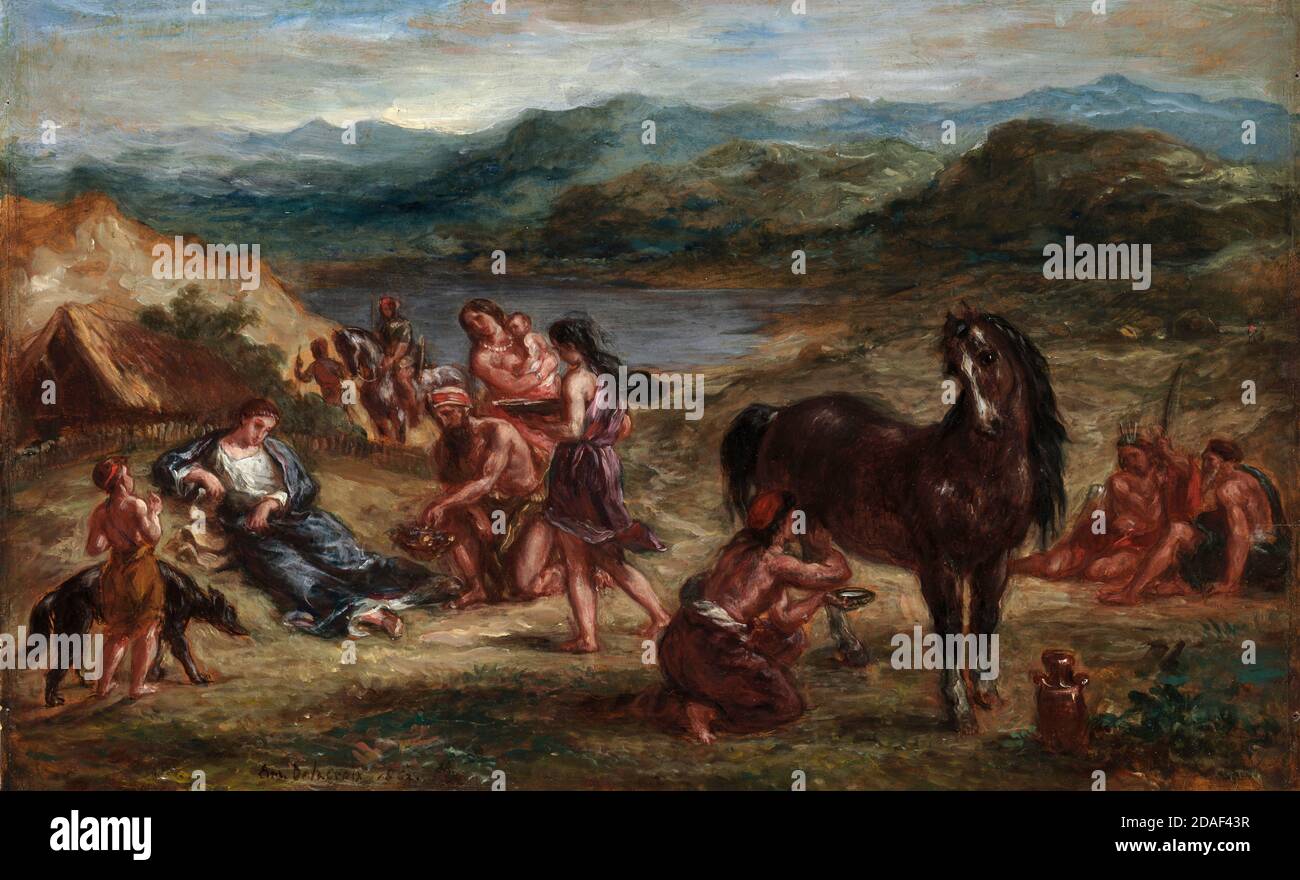 Eugene Delacroix, Ovid among the Scythians, painting, 1862 Stock Photo
