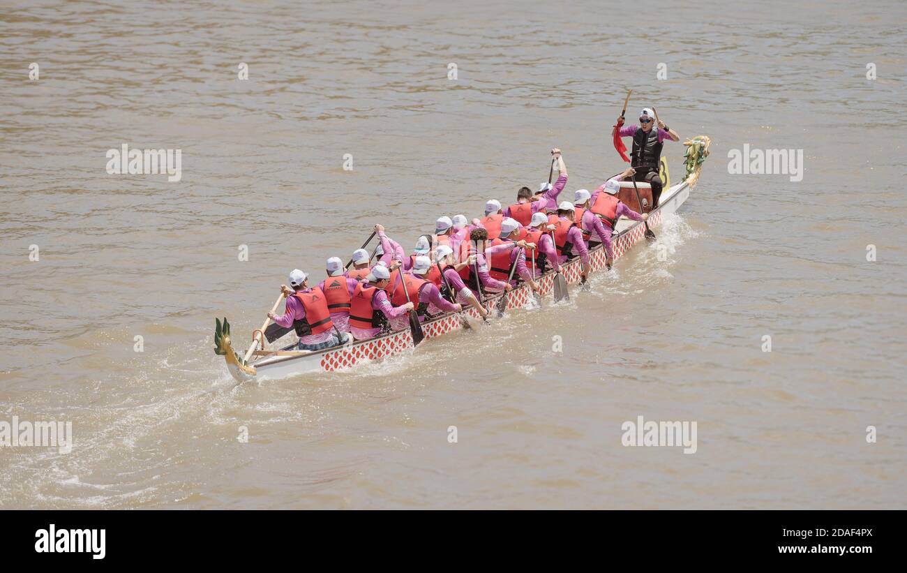 second annual dragon boat race, attracting competitors far away from the capital to celebrate the Chinese New Year. Stock Photo