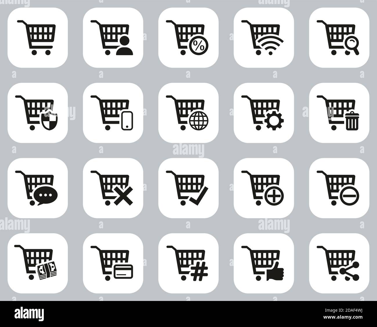 Shopping & Online Shopping Icons Black & White Flat Design Set Big Stock Vector