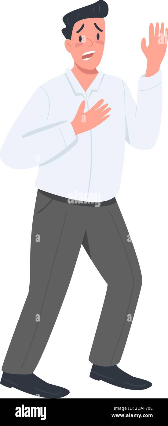 Stressed man flat color vector faceless character Stock Vector