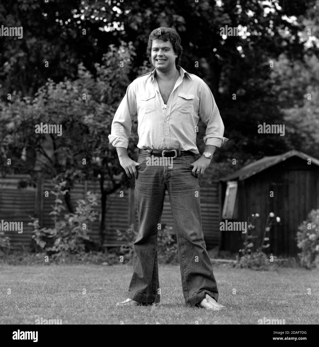 Aston, Birmingham born Paul Henry ATV Crossroads actor iin the garden of his Birmingham home Stock Photo
