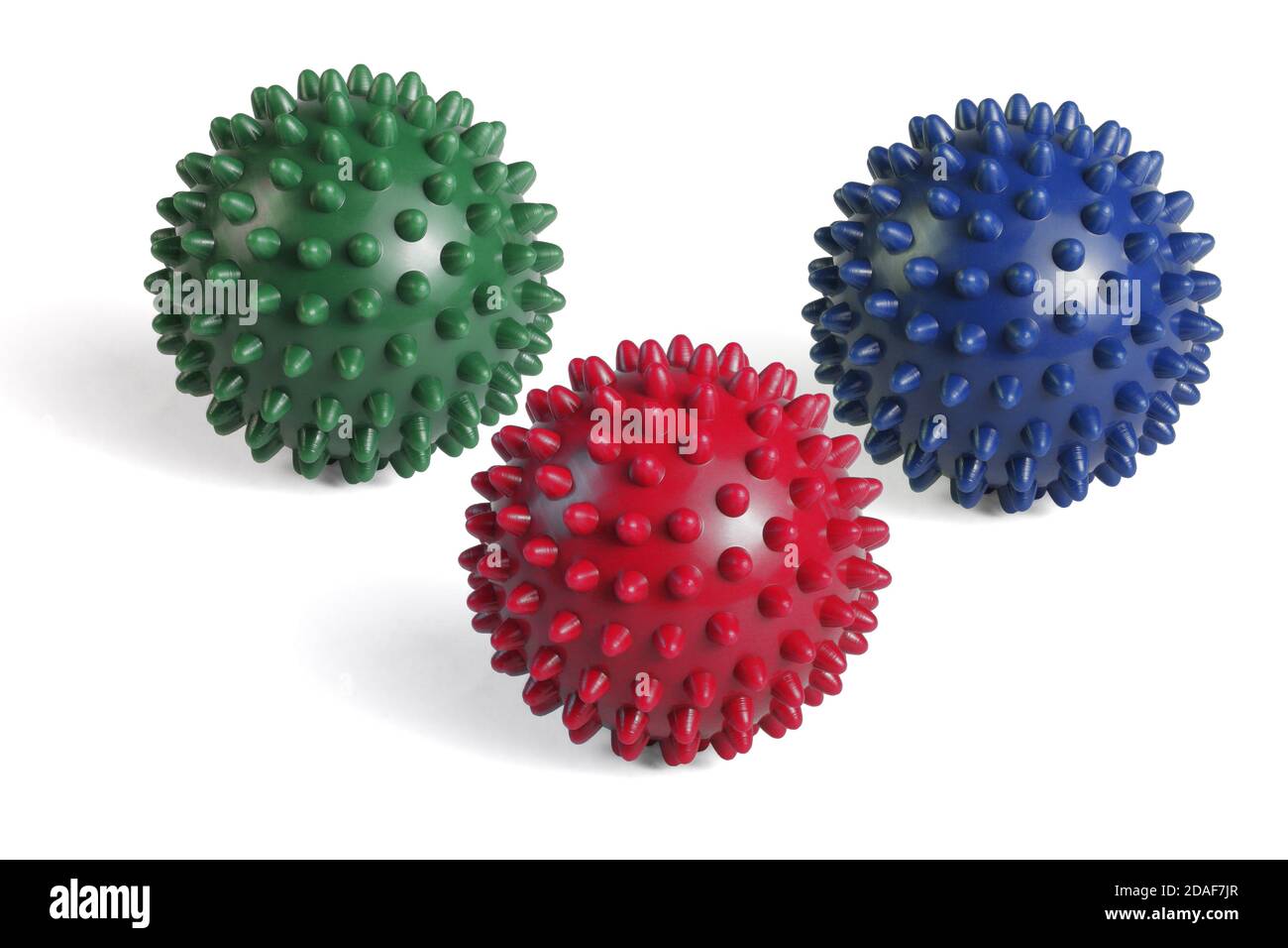 Colorful Massage Rubber Balls With Spikes on White Background Stock Photo