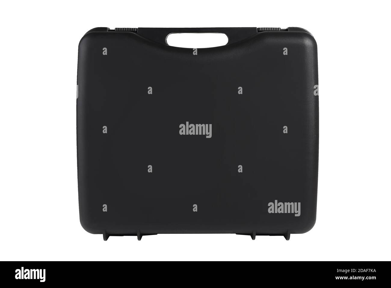 Black Plastic Storage Box for Do It Yourself Tools on White Background Stock Photo