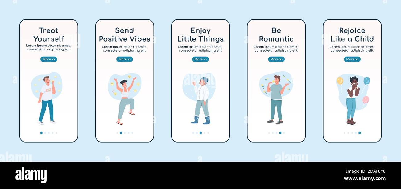 Self care onboarding mobile app screen flat vector template Stock ...