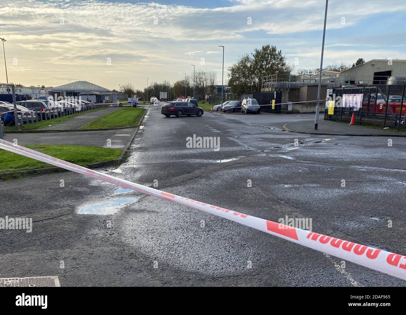 NUMBER PLATES PIXELATED BY PA PICTURE DESK The scene at Granville industrial estate in Dungannon