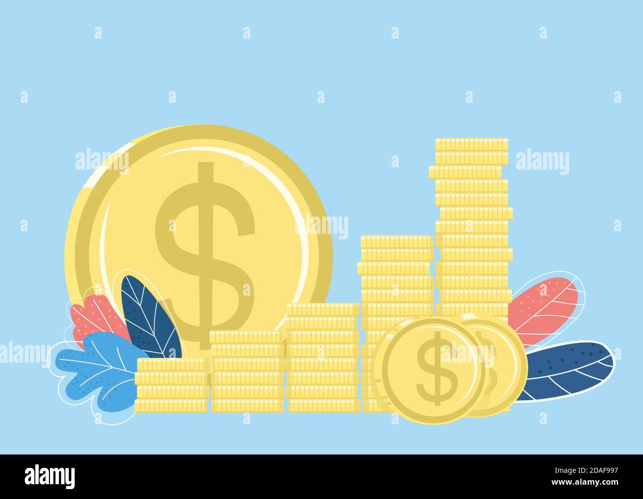 Golden coin stack flat color vector object Stock Vector
