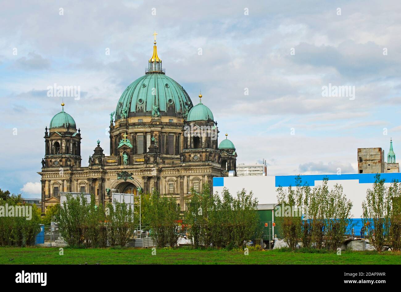 Berlin Cathedral (Berliner Dom) and a construction site Stock Photo