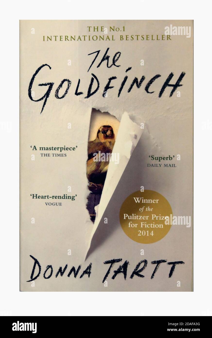 Paperback book cover. 'The Goldfinch' by Donna Tartt. The No.1 International Bestseller. Stock Photo