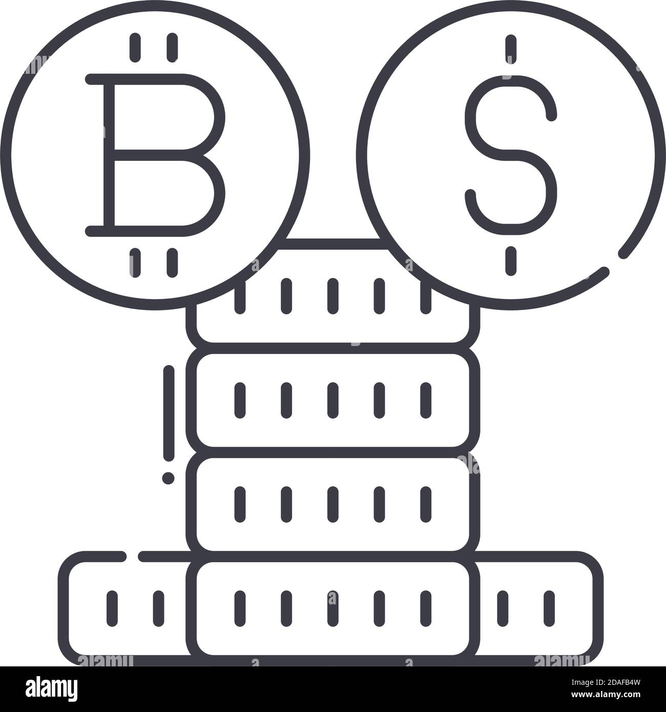 Bitcoin dollar icon, linear isolated illustration, thin line vector ...