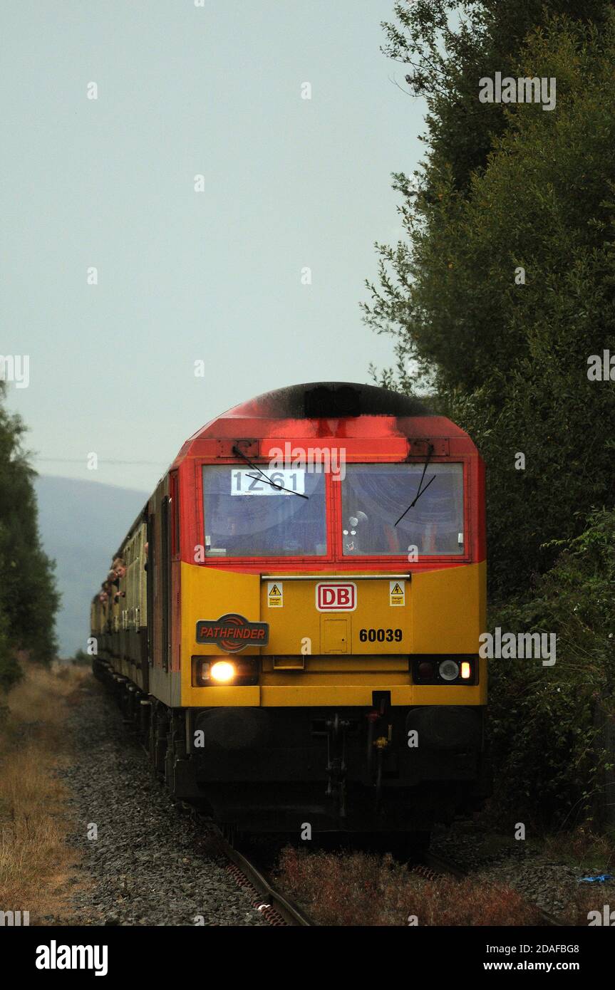 '60039' with the 'Taffy Tug 2' Railtour at Hirwaun Level Crossing. Stock Photo