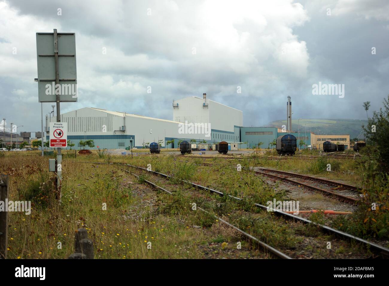 Port Talbot Steelworks' internal rail system seen from Margam yard. Stock Photo