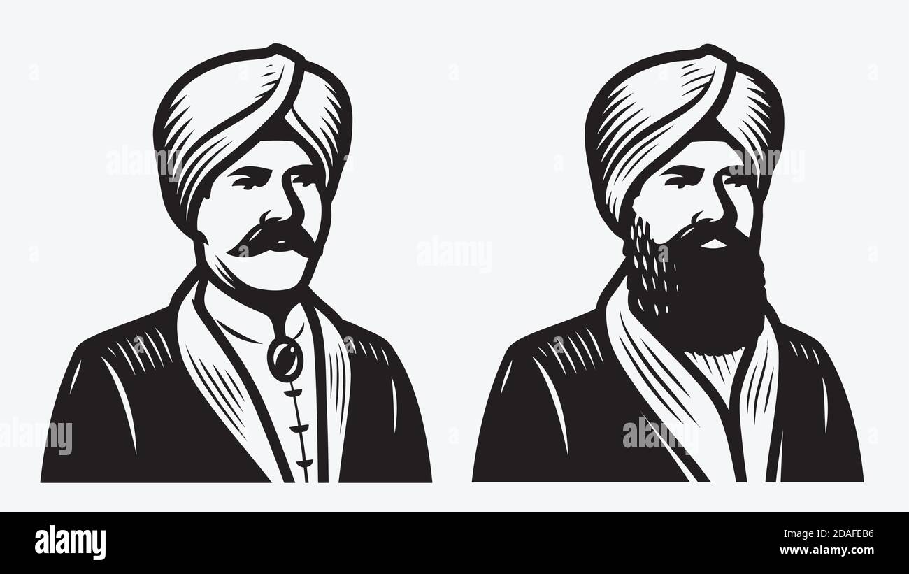 Man in turban symbol. Vector illustration Stock Vector