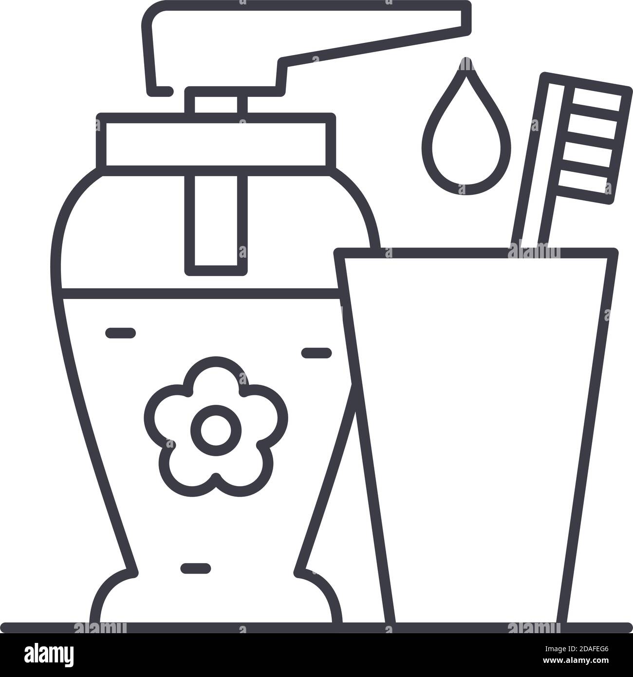 Bathroom toiletries icon, linear isolated illustration, thin line