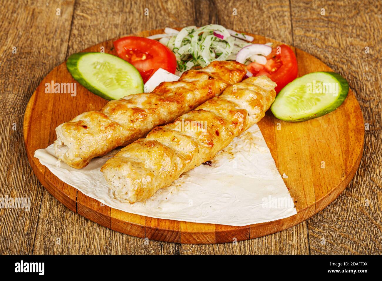 Chicken kebab with minced meat and spices Stock Photo Alamy