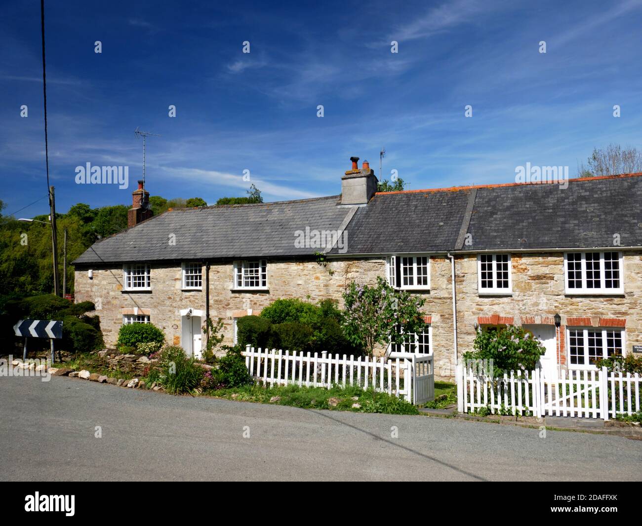 A row of tinners cottages at Calenick, Truro, Cornwall. Stock Photo