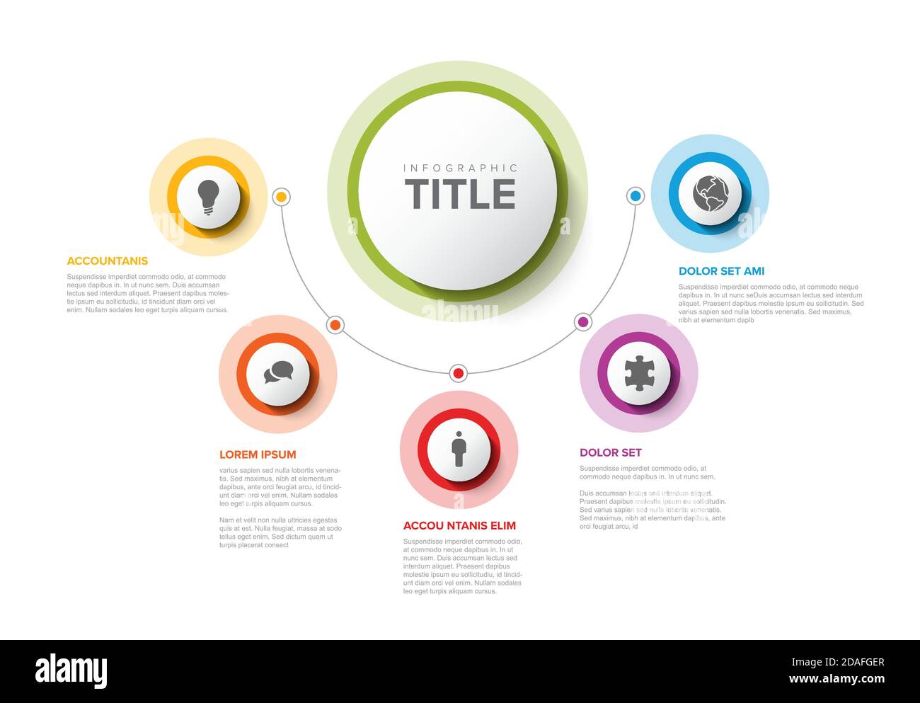 Vector multipurpose Infographic template with title and five elements ...