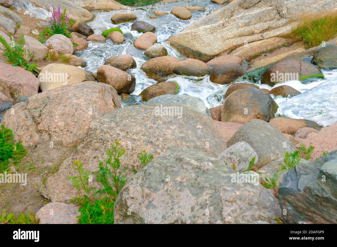 Dtream in northern rocks, Sapokka landscape park, Kotka, Finland. Stock Photo