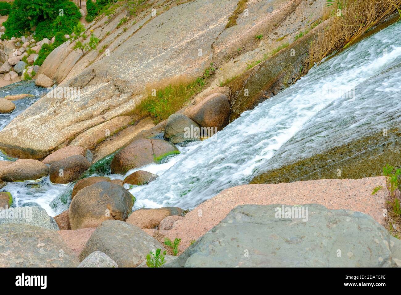 Stream in northern cliffs, Sapokka landscape park, Kotka, Finland. Stock Photo