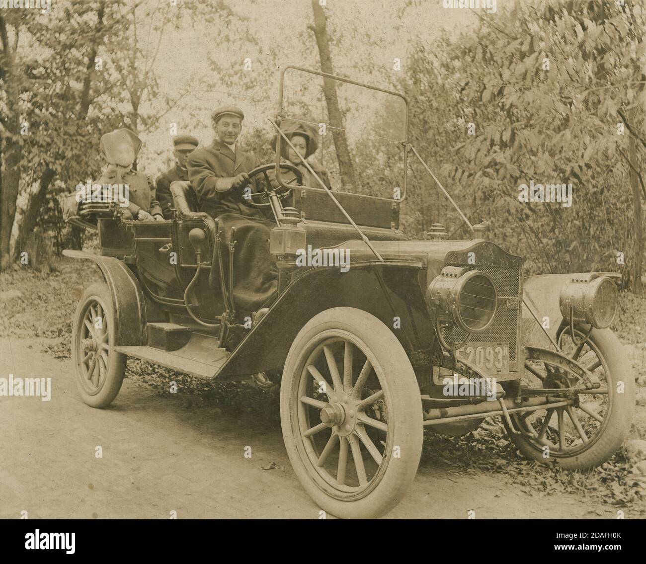 Antique c1910 photograph. The car appears to be a Maxwell Model Q, with a first generation (1910) New York license plate. SOURCE: ORIGINAL PHOTOGRAPH Stock Photo