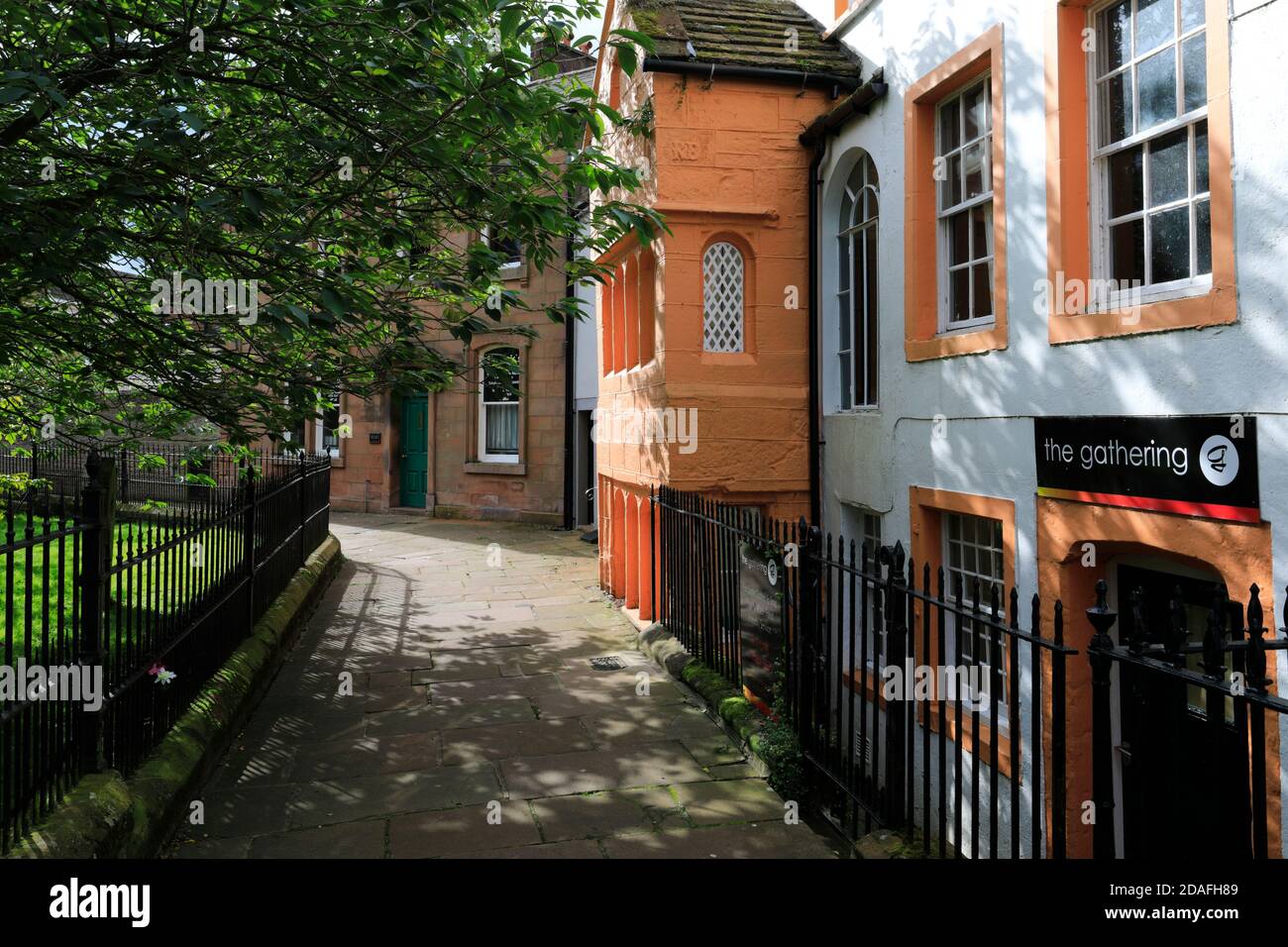 Architecture and shops in St Andrews centre, St Andrews church, Penrith