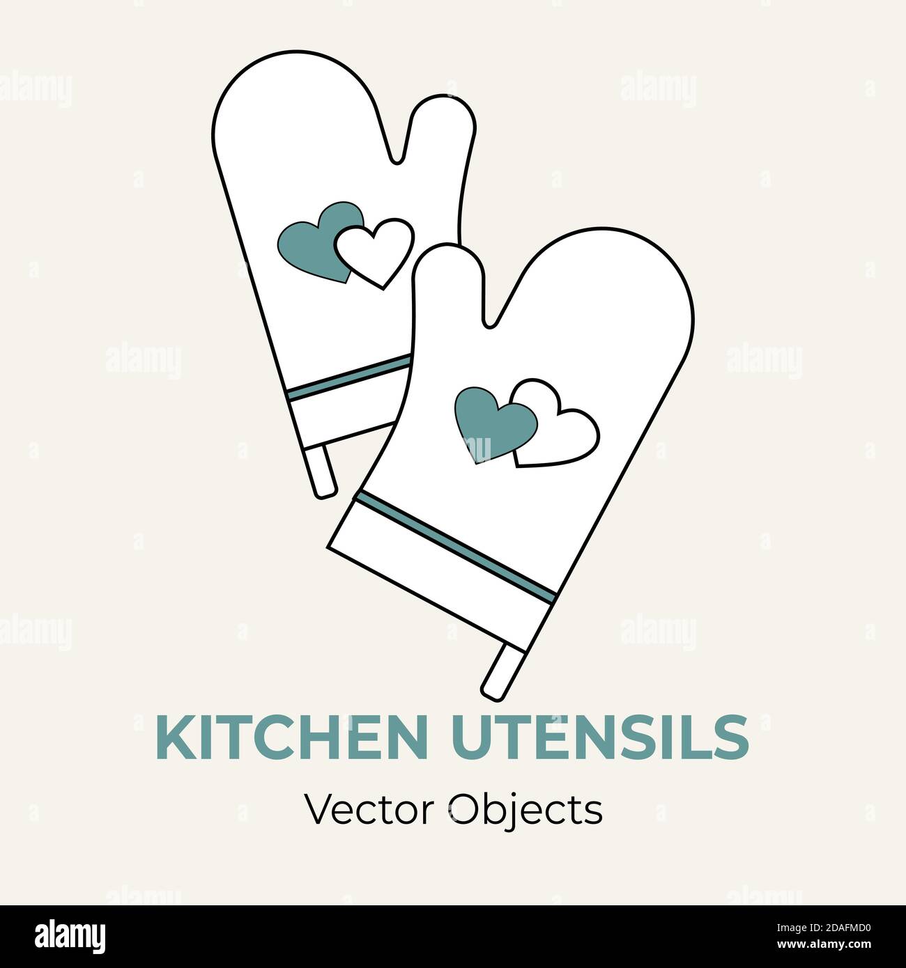 Kitchen gloves vector illustration. Kitchen protective glove potholder