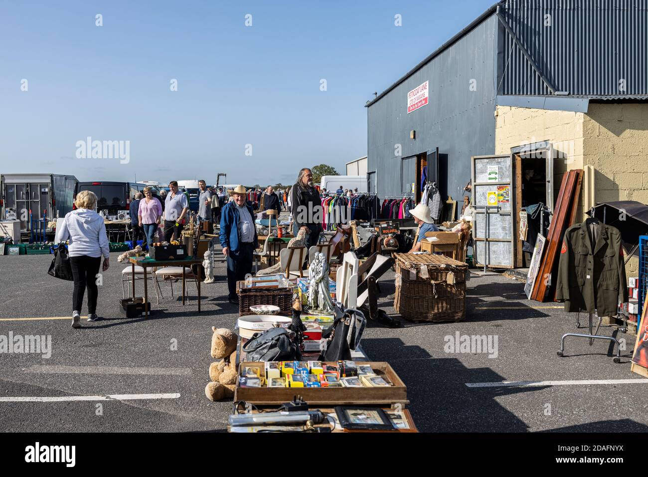 Car boot sale, bric a brac, for sale at a weekly market at Castleinch, County Kilkenny, Ireland Stock Photo