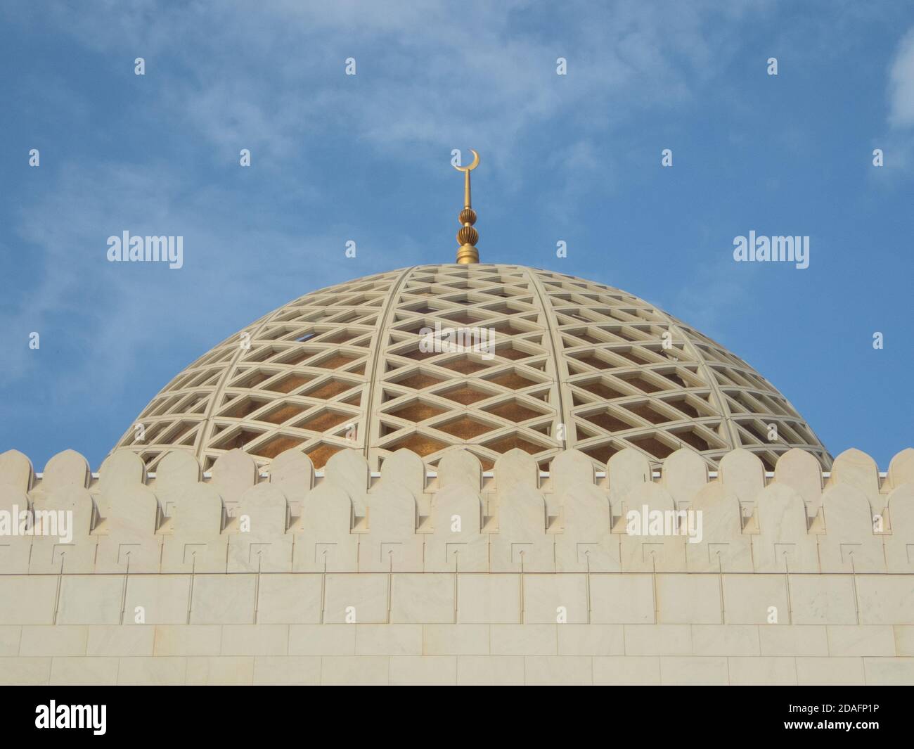 Exterior abstract details of The Sultan Qaboos Grand Mosque, in Muscat, in the Sultanate of Oman Stock Photo