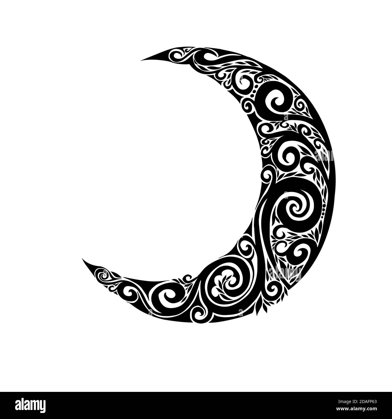 moon icon isolated on white background. Ramadan Kareem. The moon with patterns. Vector illustration Stock Vector