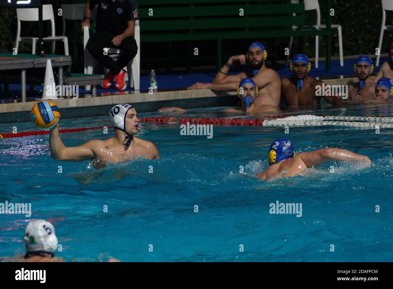 Siracusa, Italy. 12th Nov, 2020. siracusa, Italy, Paolo Caldarella pool, 12 Nov 2020, Luka Baijc (Mladost Zagreb) Thomas Saux (Pays D'Aix Natation) during Mladost vs Paus D'Aix - Waterpolo LEN Cup - Champions League Men match - Credit: LM/Salvo Barbagallo Credit: Salvo Barbagallo/LPS/ZUMA Wire/Alamy Live News Stock Photo