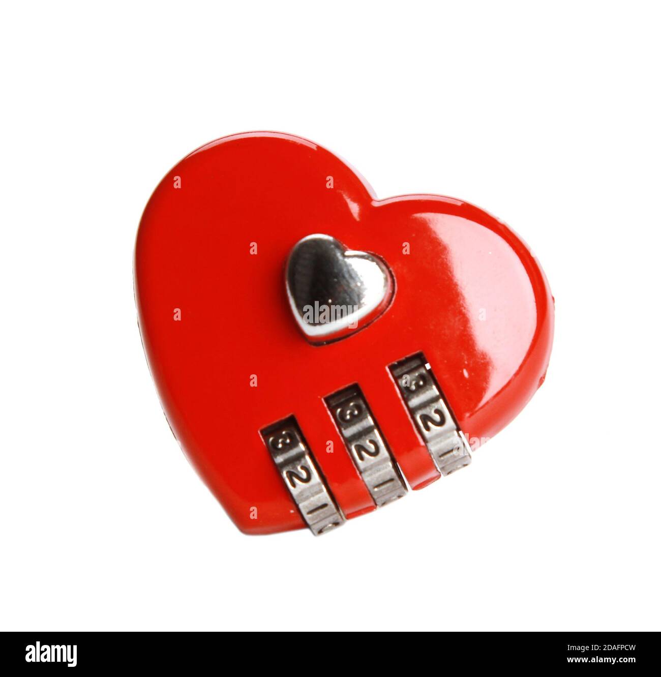 Red metal heart lock with numbers isolated on a white background Stock ...
