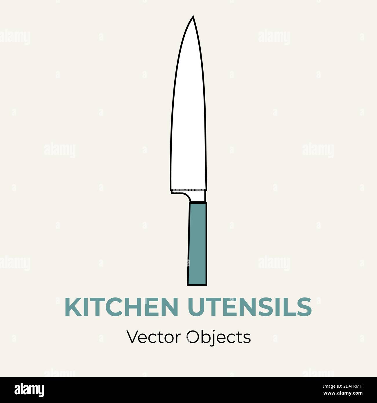 Kitchen knife vector isolate illustration. Vector line illustration icon menu banner flayer. Kitchen cutlery simple logo Stock Vector