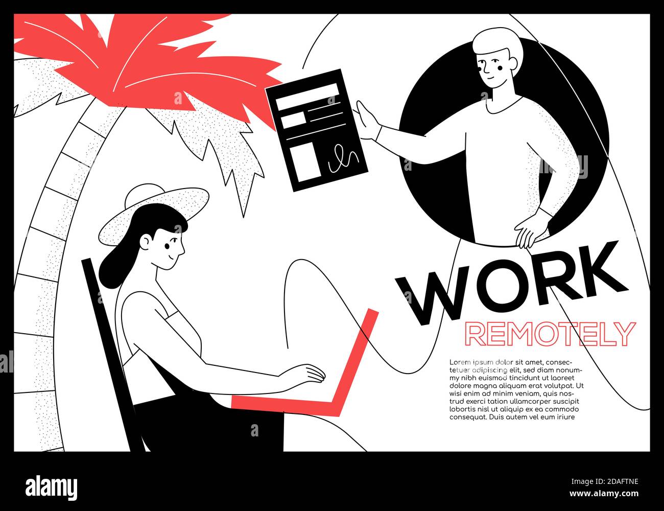 Work remotely - modern flat design style web banner Stock Vector