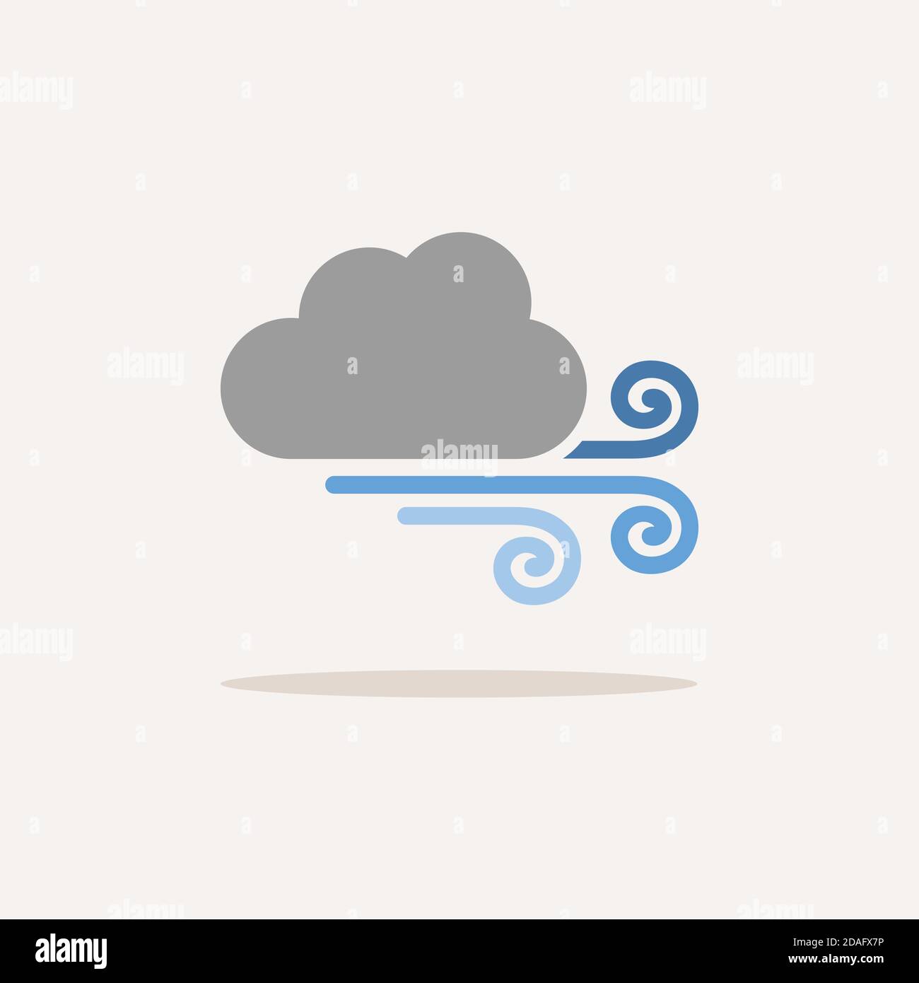 Strong wind and cloud. Color icon with shadow. Weather glyph vector ...
