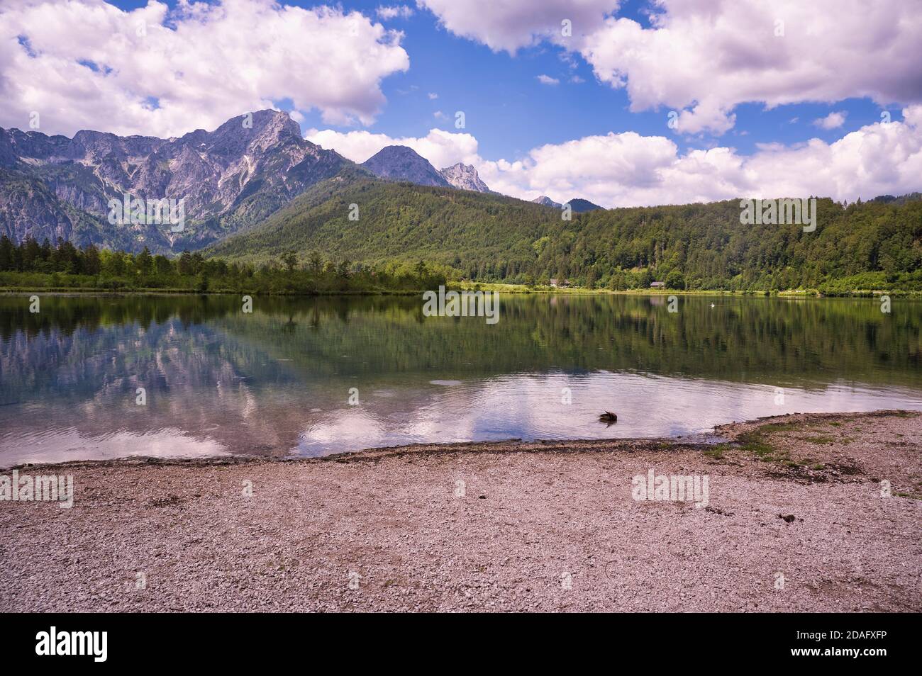 Summertime on lake Almsee - Grünau im Almtal Stock Photo