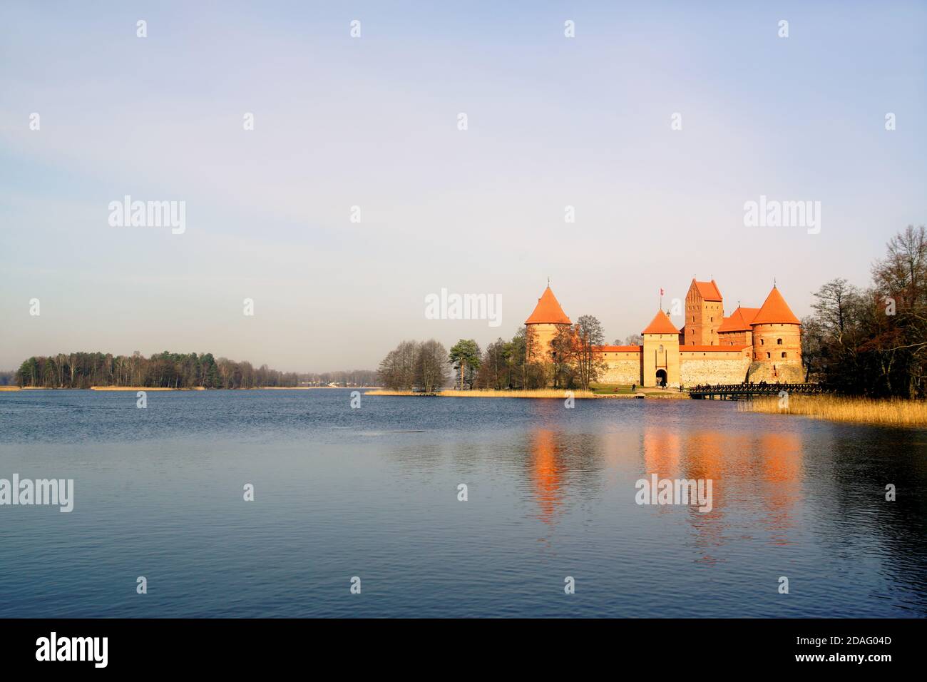 The Island Castle on Lake Galvé in Trakai, Lithuania Stock Photo