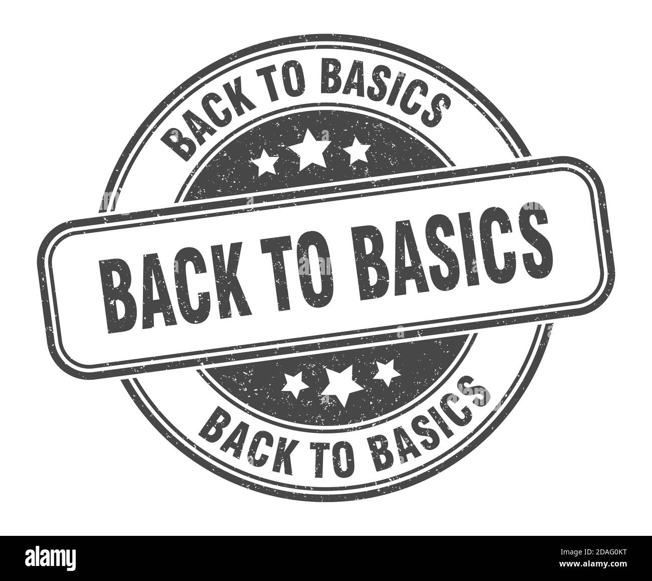 back to basics stamp. back to basics sign. round grunge label Stock