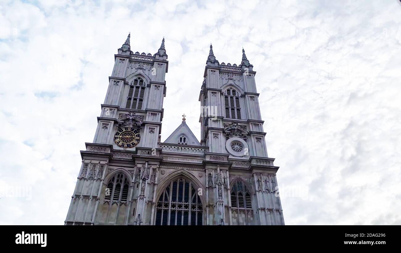 low angle view of Westminster Abbey in Westminster, London, England, UK Stock Photo