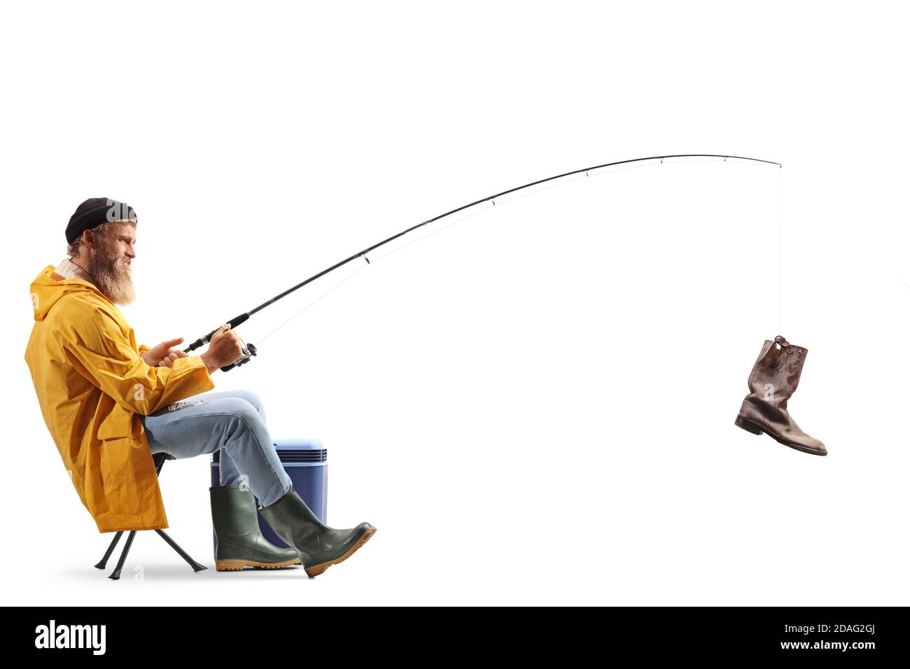 Fisherman fishing rod old boot hi-res stock photography and images