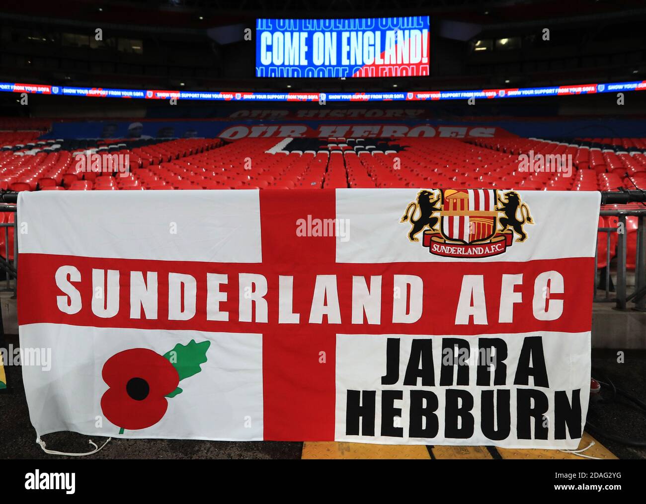 A general view of an England flag pitchside before the international